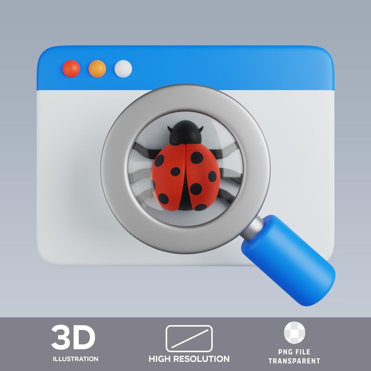 PSD psd bug detection 3d illustration