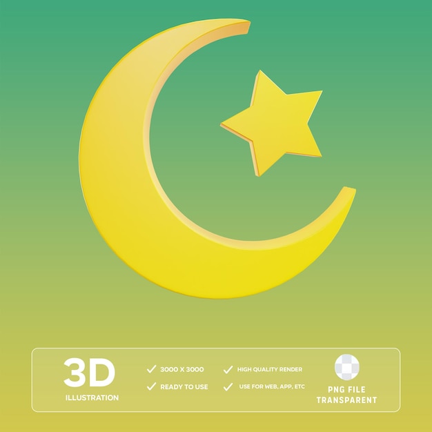 PSD bulan bintang 3D иллюстрация