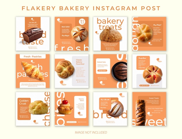 PSD The Bundle of Flakery Bakery Food Promotional Design для социальных сетей и постов в Instagram