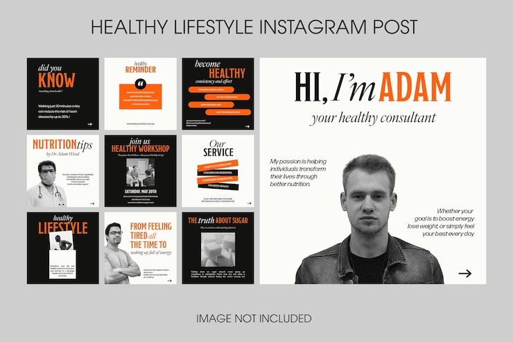 PSD psd - пакет здорового образа жизни instagram pack design для социальных сетей