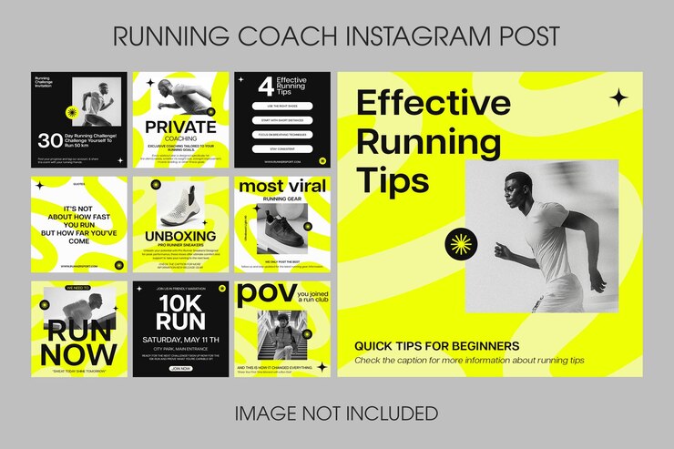 PSD psd the bundle of sport running coach instagram pack design for social media post template