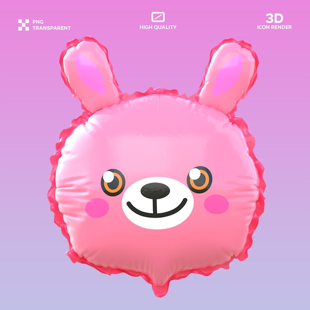 PSD 토끼 풍선 3D 일러스트레이션