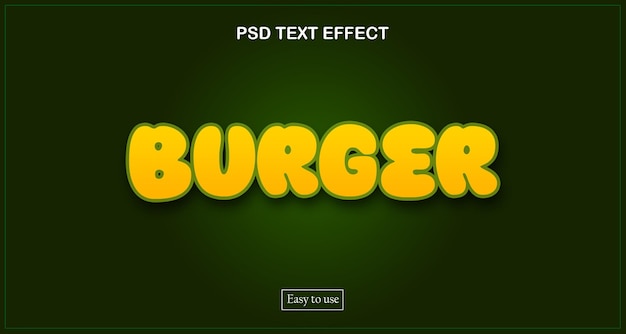 PSD psd burger edytowalny szablon efektu tekstu.