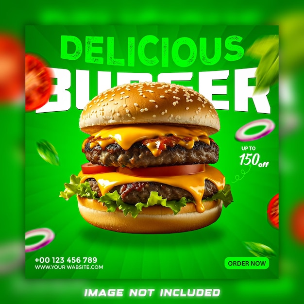 Psd burger poster design template