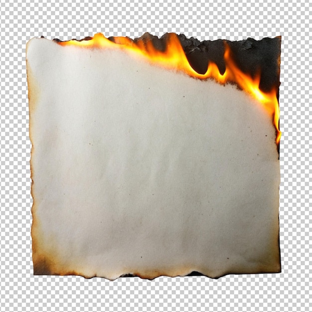 PSD psd of a burn paper page edge with fire effect on transparent background