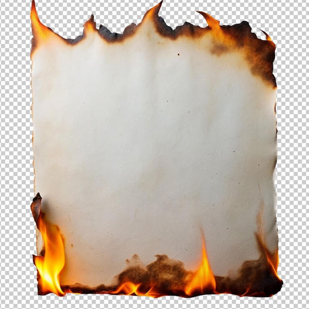 PSD psd of a burn paper page edge with fire effect on transparent background