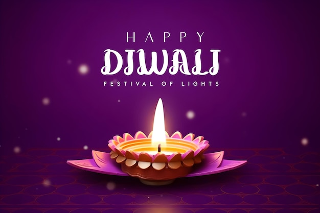 PSd of burning diya on happy diwali holiday background