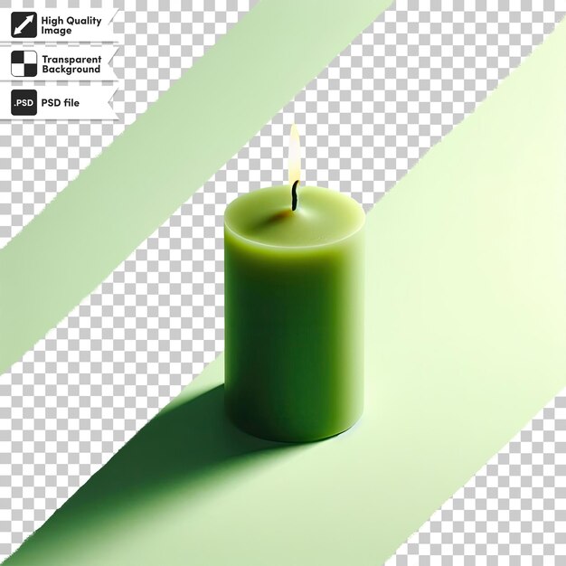 Psd burning green candle on transparent background