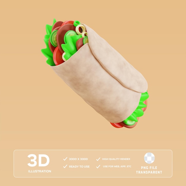 PSD Burrito 3D illustratie