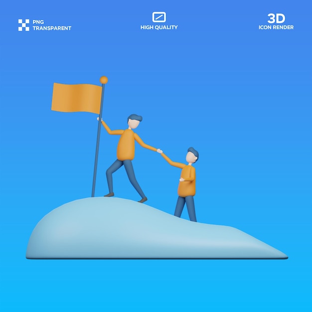 Достижения бизнес-команды PSD 3D иллюстрация