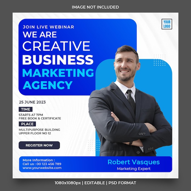 PSD business webinar banner or social media post template