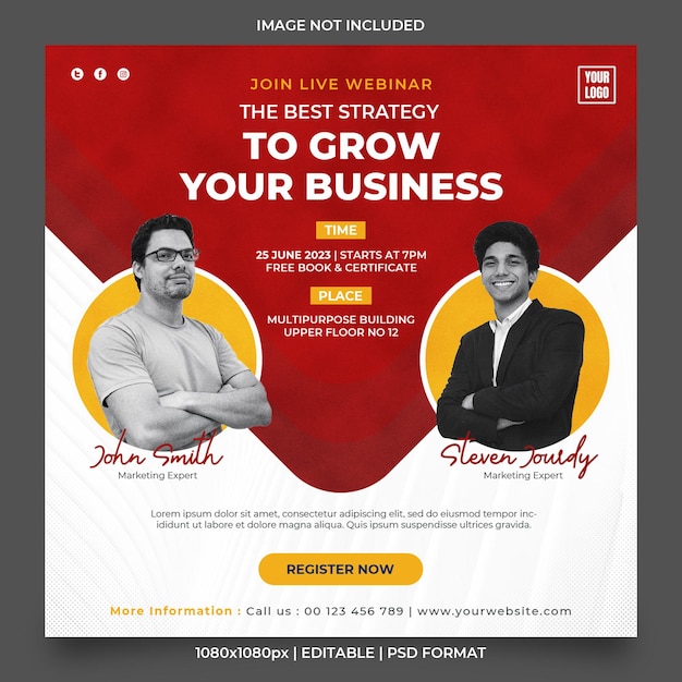 Psd business webinar banner or social media post template