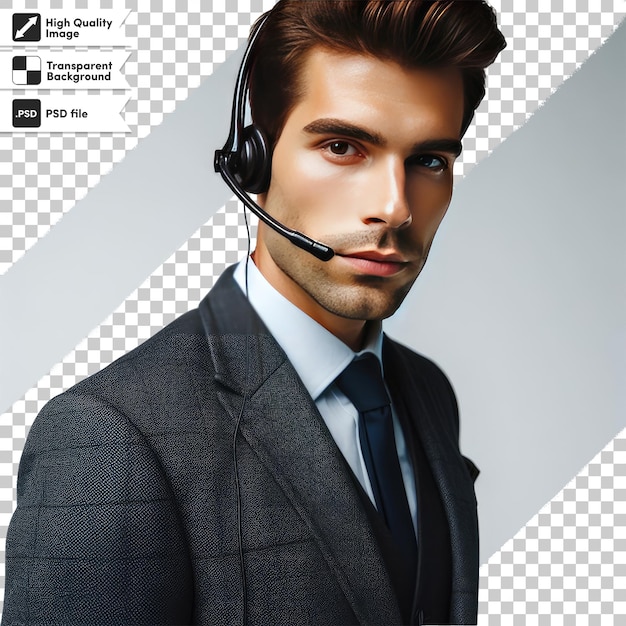 PSD psd businessman with headset on transparent background