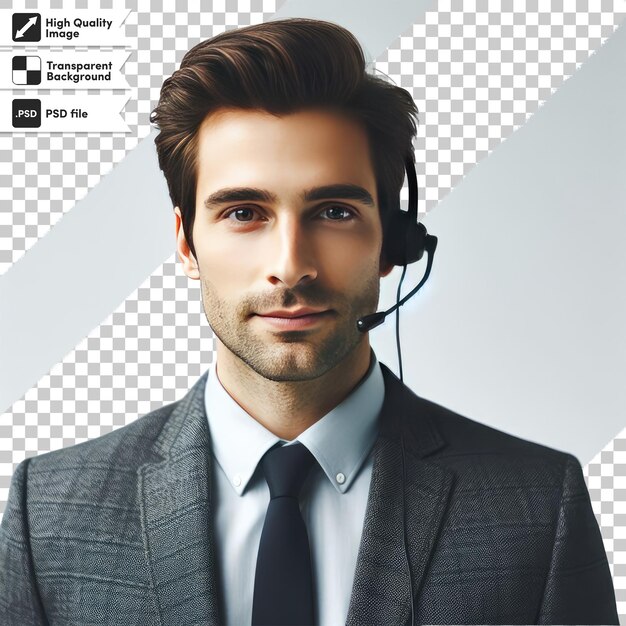 PSD psd businessman with headset on transparent background