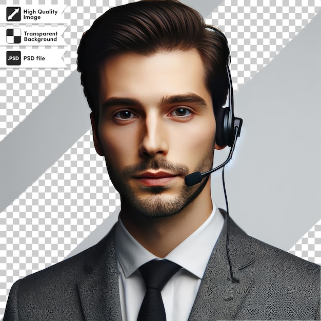 PSD psd businessman with headset on transparent background