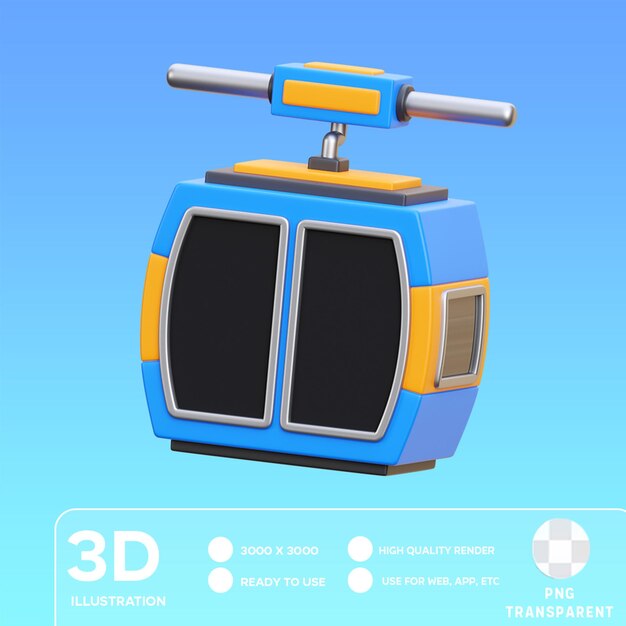 PSD psd cable car 3d illustration