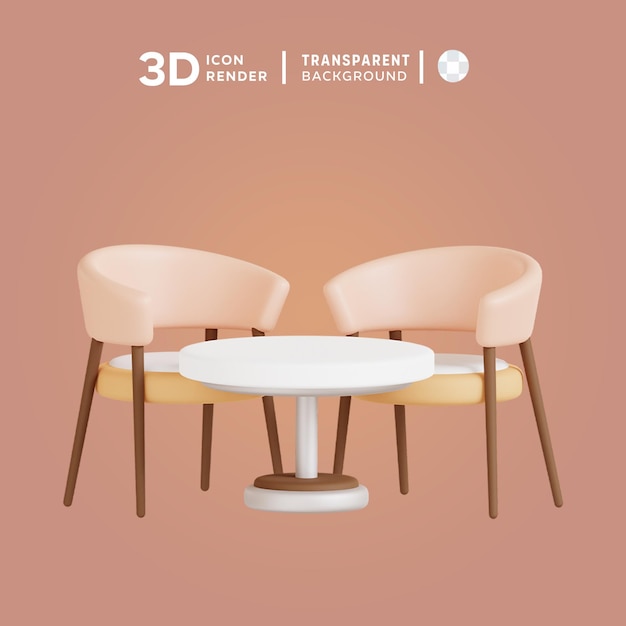 Psd cafe tafel en stoel 3d illustratie