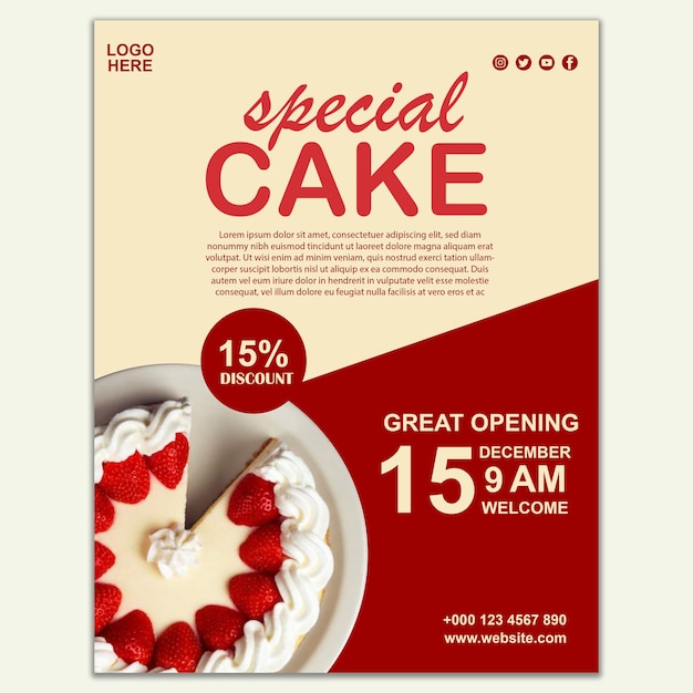 PSD cake shop flyer design template