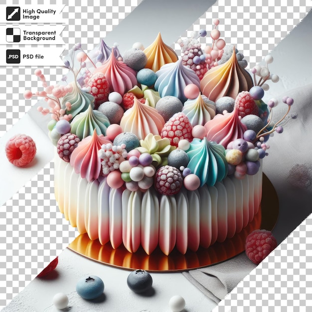 Psd cake with whipped cream on transparent background