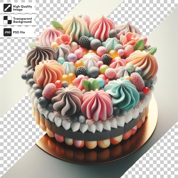 Psd cake with whipped cream on transparent background