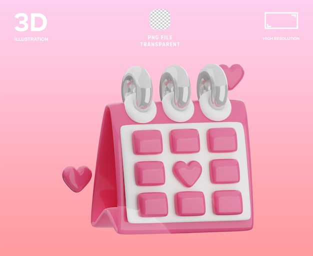 3D-иллюстрация календаря PSD