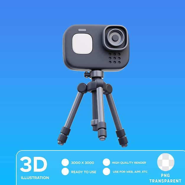 PSD psd camera with tripod 3d illustration