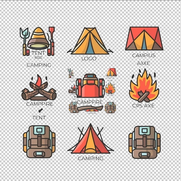 PSD psd camping and hiking equipment isolated on transparent background