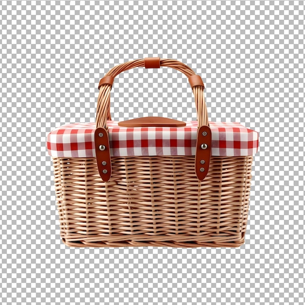 PSD psd camping or picnic wicker basket isolated on transparent background