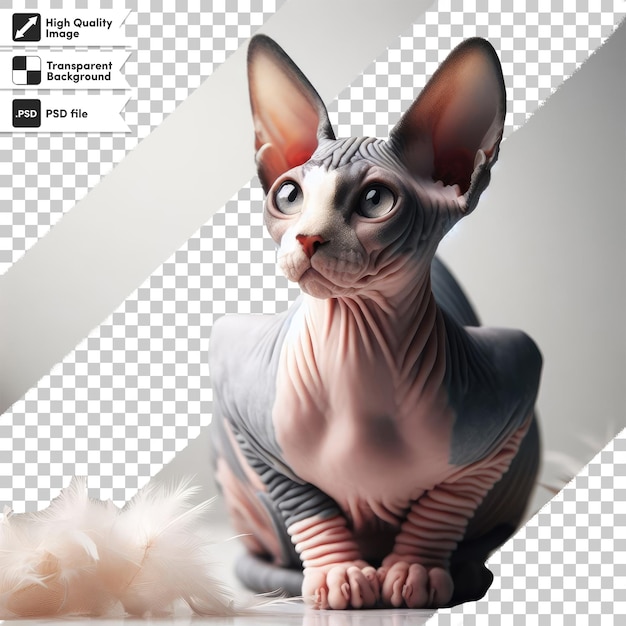 PSD Canadese Sphynx kat op transparante achtergrond met bewerkbare maskerlaag