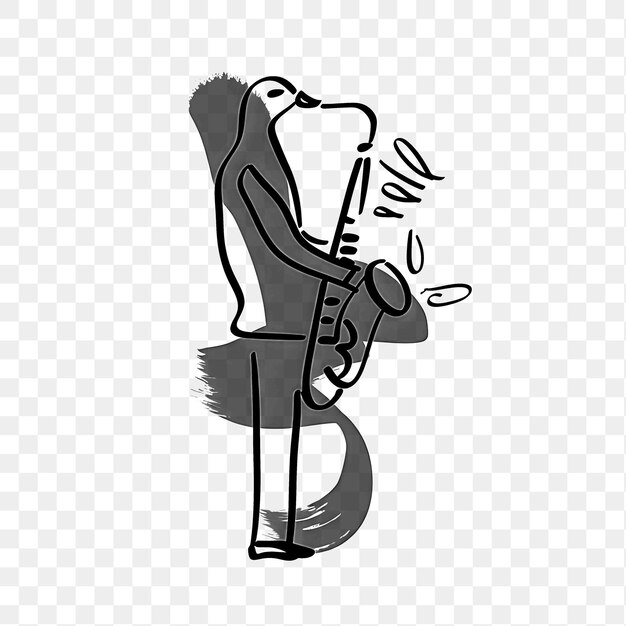 PSD psd of canary playing a saxophone with black outline and vibrant ye animal outline art design