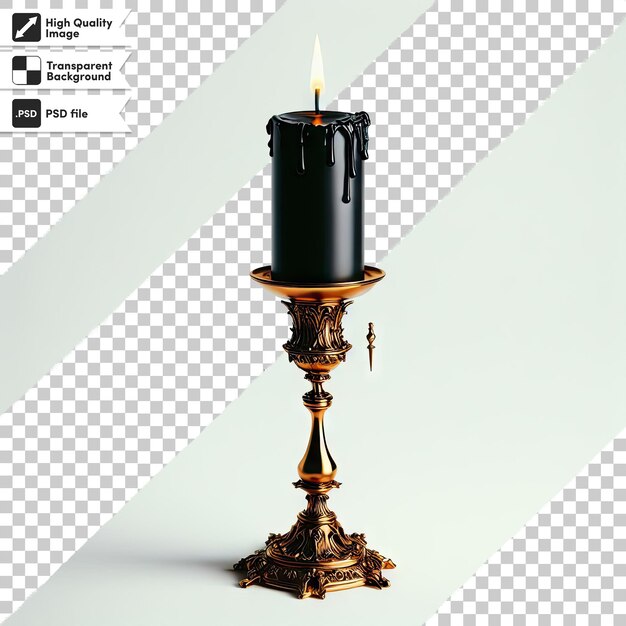 Psd candlestick with candle on transparent background