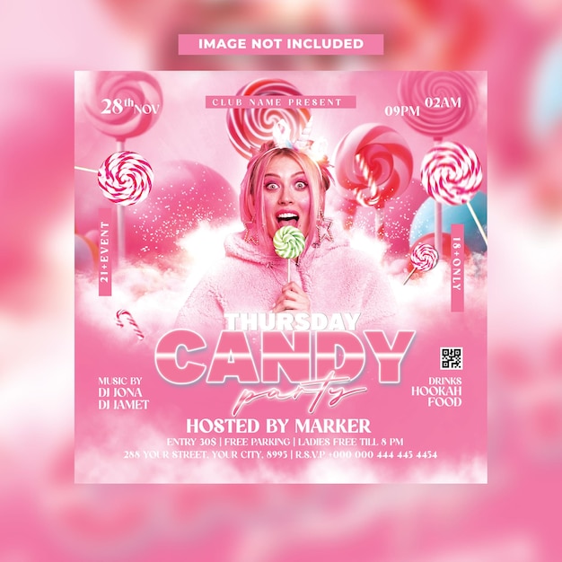 psd candy party flyer template