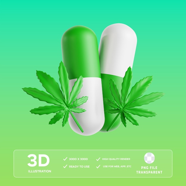 PSD 대마초  3D 일러스트레이션
