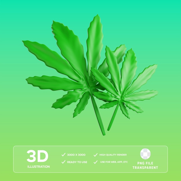 PSD 대마초 잎 3D 일러스트레이션