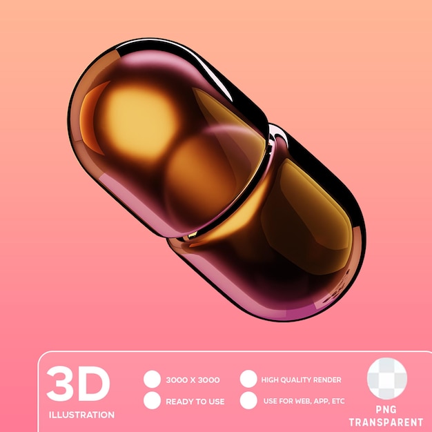 PSD illustrazione 3d della capsula psd