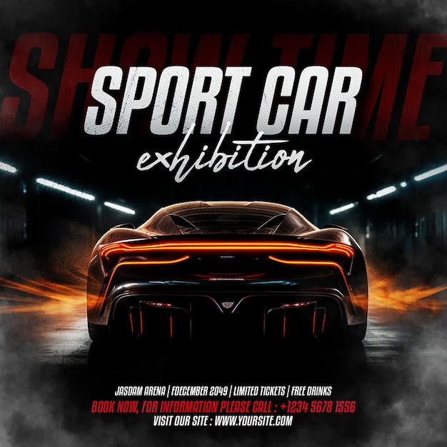 Psd car exhibition auto show social media flyer template