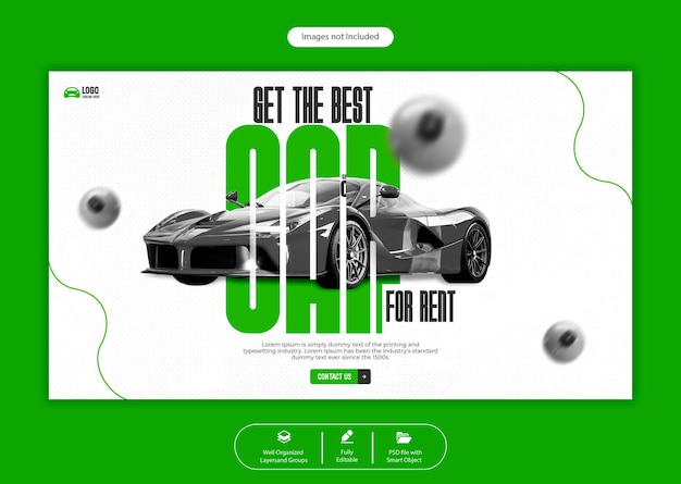 Psd car rental and automotive rental web banner template