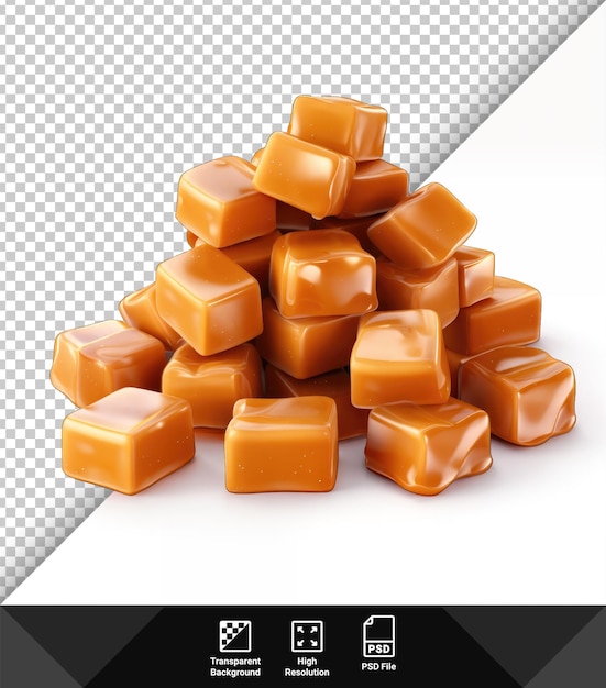 Psd caramel candies on transparent background