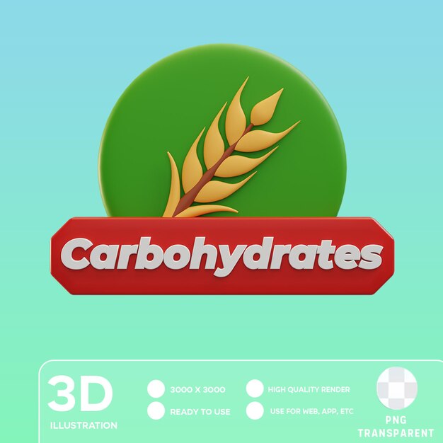 PSD psd carbohydrates 3d illustration