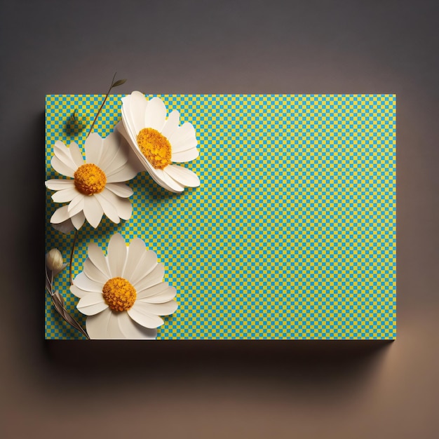 PSD psd card mockup with flower