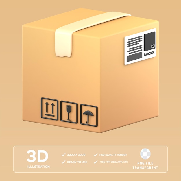 Иллюстрация картонной коробки PSD 3D