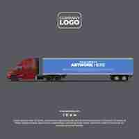 PSD psd cargo delivery long vehicle container mockup with alpha background