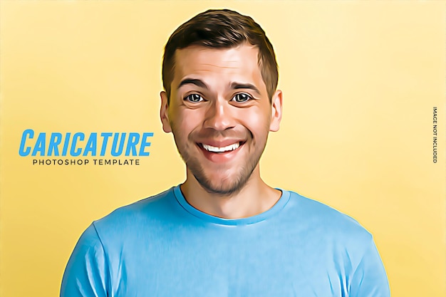 Psd caricature cartoon effect photo mockup