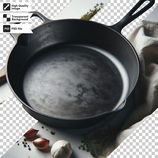 Psd cast iron pan on transparent background