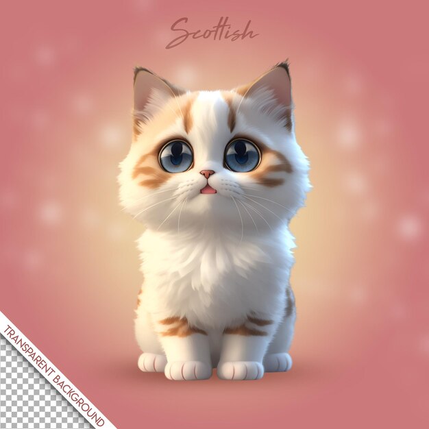 PSD psd cat chibi style transparent background