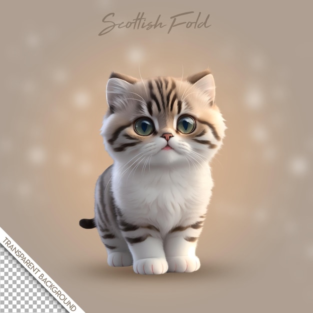 PSD psd cat chibi style transparent background