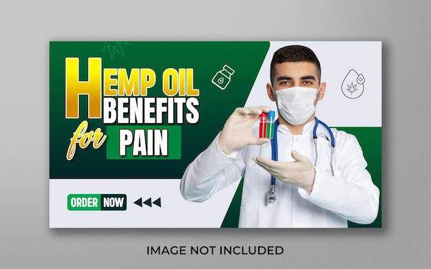 Banner web psd cbd olio di canapa naturale e design delle miniature dei video di youtube