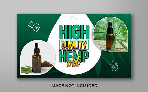 PSD psd cbd natural hemp oil web banner and youtube video thumbnail desing