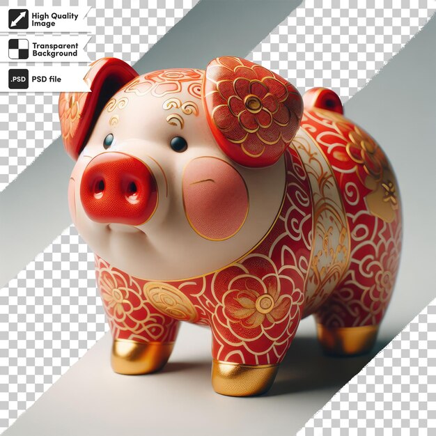 PSD psd ceramic piggy statue on transparent background