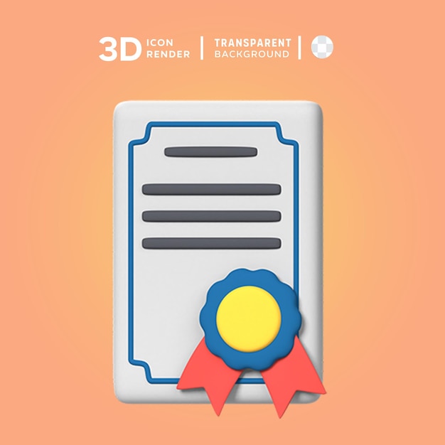 Psd certificate 3d illustration